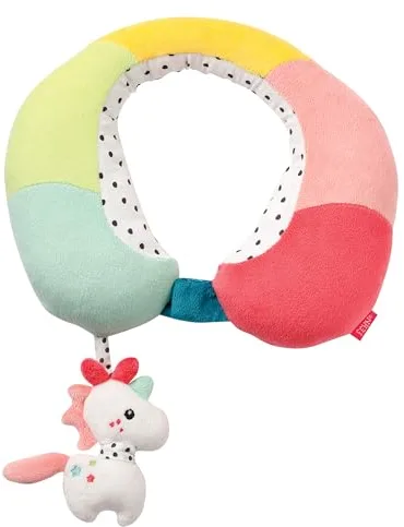 Fehn Almohada Cervical Unicornio, reposacabezas ergonómico con un simpático Animal sonajero Unicornio, para Coche, Cochecito y Silla Infantil, para bebés y niños pequeños a Partir de 6 Meses