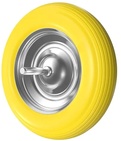 Rueda Maciza para Carretilla Obra y Jardín con Llanta Metálica Antipinchazos Impimchable Jardineria Uso Profesional y Doméstico