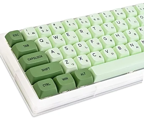 GTSP XDA Profile Japanese Keycaps 60 Percent PBT 122 Key Green Keycaps Set for Cherry MX Covers Tenkeyless 60% 65% Gaming Keyboard (Matcha)
