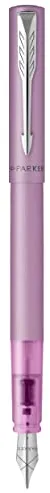Parker pluma estilográfica Vector XL | Laca de color lila metálico sobre latón | Plumín mediano con recambio de tinta azul | Estuche de regalo