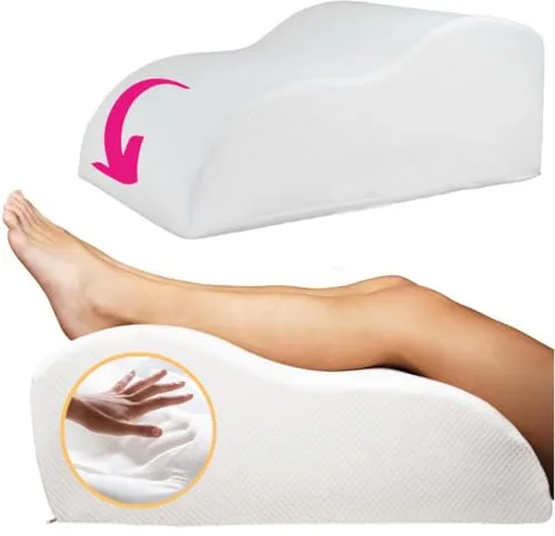 OrtoPrime Almohada Viscoelástica para Piernas Hinchadas Mejora la Circulación - Cojín Cuña Elevar Piernas Cansadas - Cojín Piernas Dormir con Efecto Memoria - Cuña Reposapiernas Confort