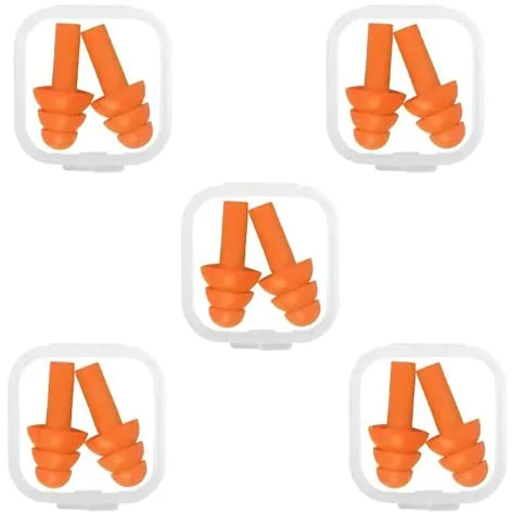 5 Pares de Tapones para Oídos de Silicone Reutilizables, Reductores de Ruido, Impermeables para Natación, para Dormir y Trabajar/Estudiar en Lugares Ruidosos