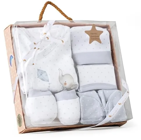 Interbaby Set Regalo Bebé 5 Piezas, modelo Elefantito, gris