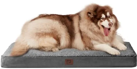 EHEYCIGA Cama Perros Extra Grande XXL Ortopédica, 120x74x9cm Colchon Perro con Espuma De Caja De Huevos, Colchoneta Perro Lavable para Jaula, Dog Bed, Gris