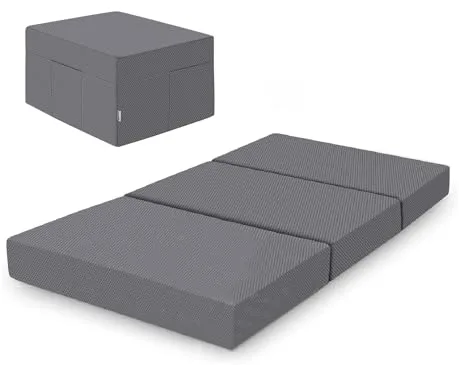 Amazon Basics Espuma viscoelástica Plegable para Invitados, Medio firmet, 75 x 195 x 10 cm, con Funda, Gris