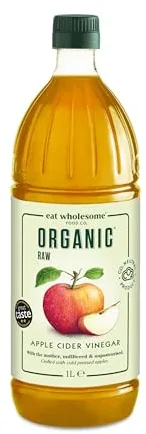 Eat Wholesome Food Co. Vinagre de Sidra de Manzana Cruda Ecológica sin Filtrar con la Madre, 1L
