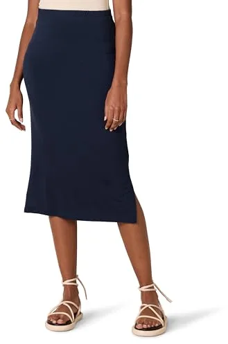 Amazon Essentials Falda midi de punto sin cierre (disponible en tallas grandes) Mujer, Azul Marino, 4XL Grande