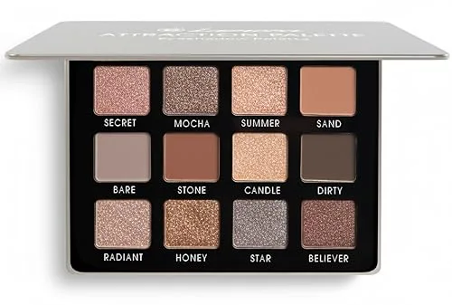 Paleta Sombras De Ojos Profesionales - Paleta Maquillaje Nude Smokey Neutras - 12 Colores Fríos, Opacos Y Brillantes Altamente Pigmentados - Tamaño De Viaje Con Espejo