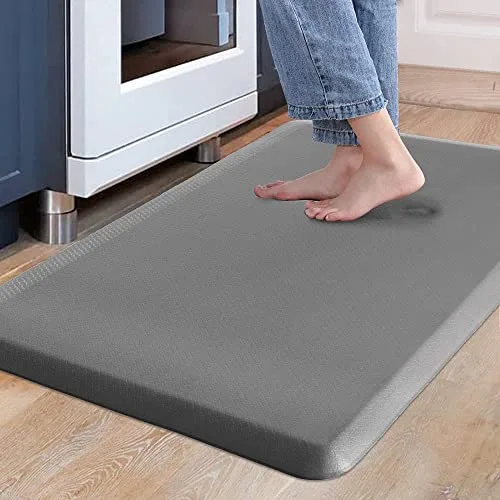 Carvapet Antideslizante Alfombra de Cocina Anti Fatiga Alfombrillas de Pie PVC Confort Acolchado Alfombrillas de Cocina Alfombra de Corredor(Gris,44x70cm)