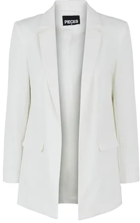 PIECES Pcbozzy Ls Loose Blazer Noos Bc, Blazer Mujer, Blanco (Cloud Dancer), L