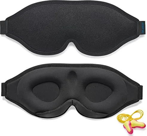 Antifaz para Dormir Innovador para Hombres y Mujeres, Máscara con Diseño que Bloquea la luz y la Claridad 99.99%, para Dormir, Tomar una Siesta, Meditar, Descansar bien y Viajar（Negro）