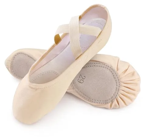 boruizhen Zapatillas de Ballet Niña Suela Partida de Cuero Zapatillas Ballet Mujer Lona Punteras Gimnasia Ritmica Niña Beige 40 EU