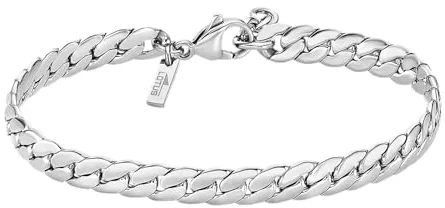 LOTUS STYLE Pulsera Hombre Acero Inoxidable 316L Brazalete de Diseño Sofisticado, Confortable y Resistente al Agua - Pulseras Hombre - Plateada 210.00 mm LS2210-2/1 - Ideal para Regalo