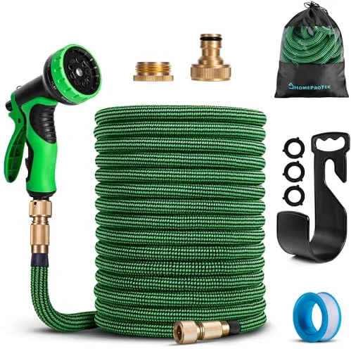 HOMEPROTEK - Manguera Extensible 30 metros - Manguera Jardin con Pistola Riego de 9 Funciones - Manguera Jardin Enrollable para Riego de Jardin con Conectores de Latón de 1/2" y 3/4" Garden Hose