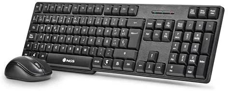 NGS Euphoria- Kit de Ratón y Teclado Inalámbrico de 2.4 GHz, QWERTY Español, Negro