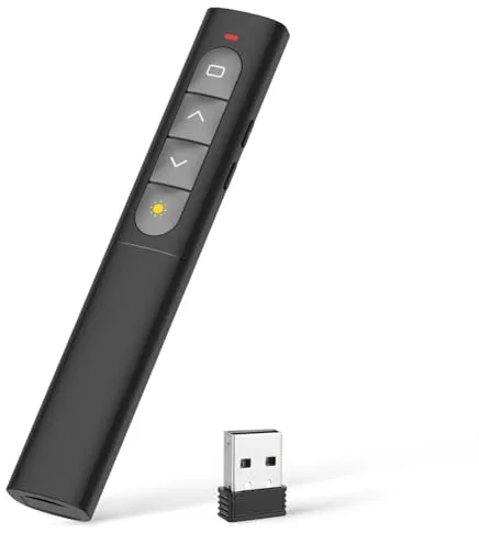 Puntero Presentaciones con Hipervínculo y Volumen, 2,4 GHz Presentador Inalambrico Pasador Diapositivas Mando Distancia Powerpoint Remote Presenter para Computadora PPT Windows Linux Vista
