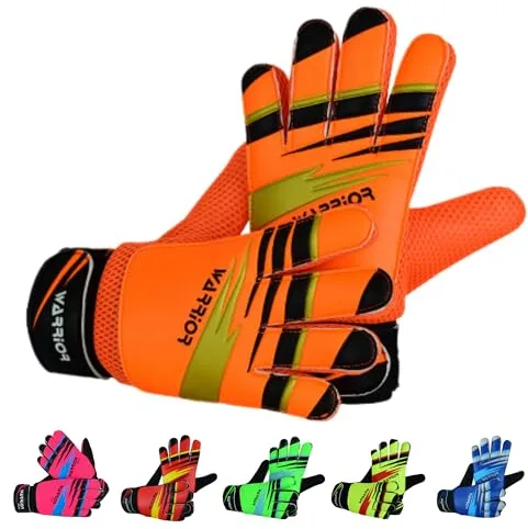 warrior gears Guantes de Portero para niños, Guantes de fútbol para niños, con Doble protección para la muñeca - Naranja, Talla 6 - para niños de 13 a 15 años