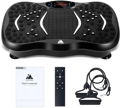 Plataforma vibratoria, Entrenamiento de vibración con Motor silencioso, Equipo para Ejercicios de Cuerpo Entero, Entrenamiento en casa, Altavoz Bluetooth, 2 Bandas de Resistencia