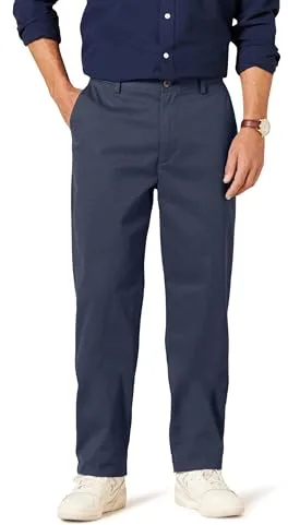 Amazon Essentials Pantalón Chino para Hombre con Corte clásico, Resistente a Las Arrugas, sin Pinzas, Color Azul Marino, 54W x 34L