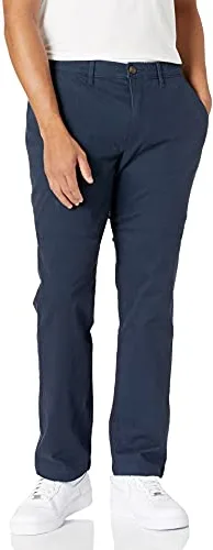 Amazon Essentials Pantalón Chino Elástico Informal Corte Deportivo (Disponible en Tallas Grandes y Largos Especiales) Hombre, Azul Marino Oscuro, 44W / 30L