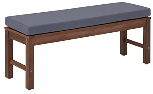 Amazon Aware - Banco para exteriores con acolchado, madera de acacia, acabado en nogal, capacidad de carga 102 kg