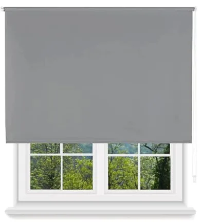 MERCURY TEXTIL- Estor Enrollable Opaco, Blackout, Fácil de Instalar, Protección de Pantalla para Ventanas, Cierra el Paso de la luz (Gris, 100x180cm)
