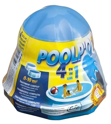 Gre - 08012L Poolp'o Dosificador Flotante Todo en Uno para Piscinas de 0 a 10 m³, Tratamiento 4 Acciones Higienizante, Antibacterias, Antialgas y Floculante