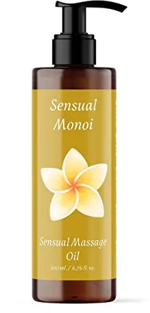 QKnatur - Aceite de Masaje MONOI - 200ml - BIO - Con Ingredientes Naturales. Para Masajes Corporales Relajantes. Delicado Aroma a Monoi