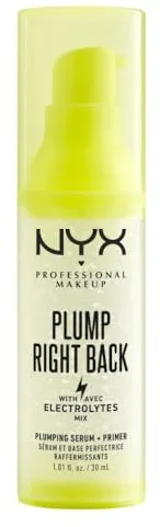 NYX Professional Makeup Plump Right Back Primer & Serum, Con electrolitos, Fórmula vegana, 30ml
