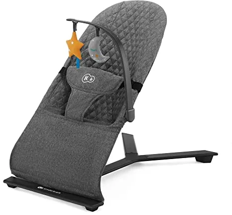 Kinderkraft MIMI Hamaca bebé, Balancin para bebés 0-9 kg, Plegado Compacto, Reclinable con una sola mano, Movimiento natural, Arco con juguetes, Materiales suaves, Fácil de limpiar, Gris