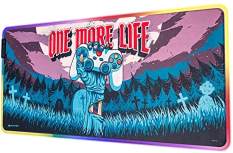 Grupo Erik Alfombrilla Gaming RGB One More Life - Alfombrilla ratón Luces LED 14 Modos, Base Goma Antideslizante y Cable USB/Alfombrilla XXL - Alfombrilla Escritorio - Tapete Escritorio 90x40cm