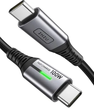 INIU Cable USB C a USB C 100W, 2m Cable USB C PD QC Carga Rapida, Cargador USB Tipo C Nylon para iPhone 17 16 Pro Max, MacBook iPad Air, Samsung S25 S24 S23 Ultra, Pixel 9 Xiaomi Switch Steam Deck PS5