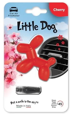 Little Joe Little Dog Perfumador de Gel Aroma Cereza para Aireador de Coche. Larga duración, hasta 45 días. Aroma Irresistible y Divertido para Todos los Públicos.