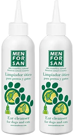 MENFORSAN Limpiador para Oídos de Perros y Gatos, Limpiados Natural, Sin Alcohol, Ayuda a prevenir y controlar la Otitis de la Mascota, Incoloro, 125 ml (Paquete de 2)