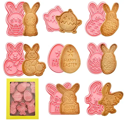 Cortadores de Galletas de Pascua,Moldes Galletas de Pascua, Moldes para Pastel de Pascua,Decoraciones de Pascua se Utilizan para Simular Conejos, Huevos, Zanahorias, Gallinas