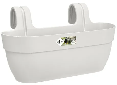 Elho Vibia Campana Easy Hanger L 46 - Jardinera por Balcón Exterior - 100% Plástico Reciclado - Ø 46.0 x H 26.5 cm - Blanco/Silky White