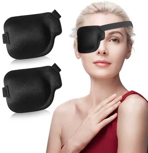 RIKEYO 2 pcs parches oculares, parche ocular 3D para adultos, parche ocular médico ajustable para ojo perezoso, negro (ojo derecho)
