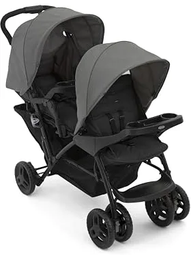 Graco - Stadium Duo Cochecito doble ultramanejable. Desde el nacimiento hasta los 3 años aprox. (máx. 15 kg), color Titanium, Sistema Click Connect compatible con 2 sillas portabebés