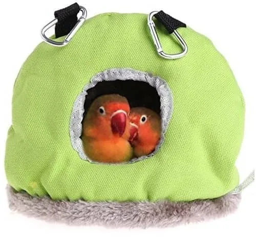 CABLEPELADO Nido Colgante, Refugio para Aves, Jaula Colgante para Pájaros, Cama para Pájaros, 15 cm Alto x 15 cm Ancho x 10 cm Fondo, Material Felpa, Diseño Circular, Multicolor, Talla S