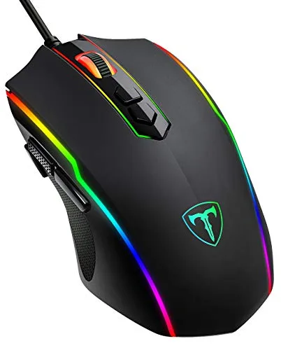 VIVIJO Ratón Gaming con Cable, 5 dpi Adjustables hasta 7200, Mouse Óptico, Ergonómico, RGB con 8 programables Botones y Iluminación RGB para PC, Portátil