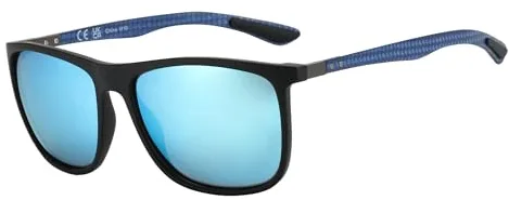 ZENOTTIC Gafas de sol polarizadas cuadradas para hombres ultraligeras de fibra de carbono gafas de sol conducción pesca Golf deportes UV400 protección, Marco negro lente azul espejo., Large
