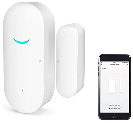 Sensor de Ventana de Puerta WiFi: Sensor de Ventana Inteligente con notificación Gratuita, Sistema de Seguridad para el hogar Inteligente, Compatible con Alexa Google Home (Paquete de 1)