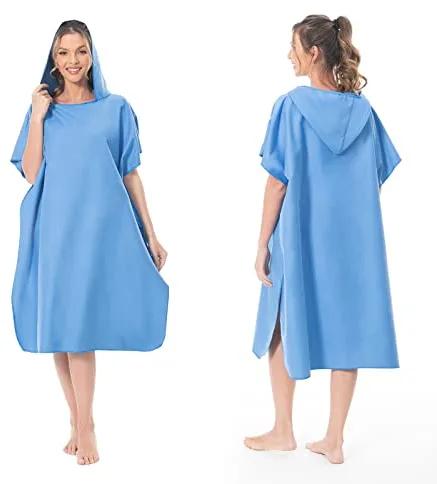 Mokani Poncho de Surf - Ligero, Compacto y de Secado Rápido - Toalla para Adultos - Microfibra para Hombres y Mujeres, Playa, Azul
