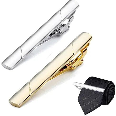 WSNDM 2PCS Pasador de Corbata, Cobre Metal Clips de Corbata Clásicos para Reunión de Negocios de Boda, Mejor Regalo para Esposo y Padre