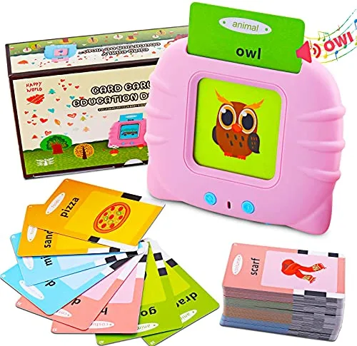 Talking Flash Cards Juguetes de Aprendizaje para niños pequeños 2 3 4 5 6 años,112 Hojas 224 Palabras, Juguetes educativos audibles,recursos de Aprendizaje Preescolar Juguete Interactivo electrónico