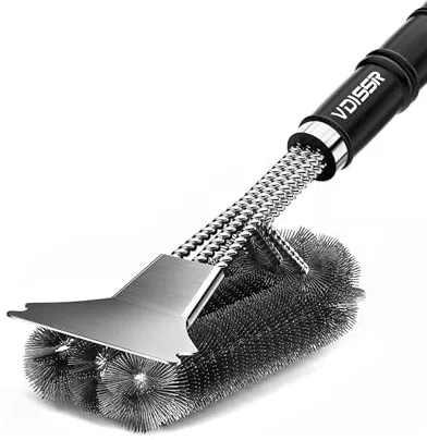 VDISSR Cepillo para Parrilla con raspador de cerdas de Acero Inoxidable, Cepillo para Parrilla de 18"Accesorios para Parrilla para Porcelana, carbón, Gas, Parrilla eléctrica, para Regalo para Hombres