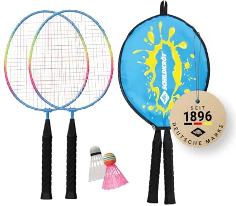 Schildkröt Set de Bádminton Junior 970901 | 2 Raquetas Acortadas de 45,5 cm | 2 Volantes Incluidos | Funda de Transporte 3/4 | Ideal para Niños y Principiantes