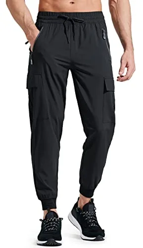 Libin Pantalones de Trekking Hombre Ligero Secado Rápido Senderismo Jogging Pantalones para Entrenamiento Atléticos Viajes Golf Casual Aire Libre, Negro M