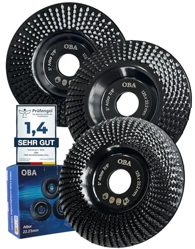 OBA Muela Amoladora 125mm, 3 Pedazos OBA Discos Madera Amoladora Discos para Amoladoras Angulares de Carburo de Tungsteno,molienda tallado