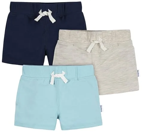 Gerber - Pantalón corto de punto (3 unidades), color azul marino/gris claro/azul claro, de 2 años